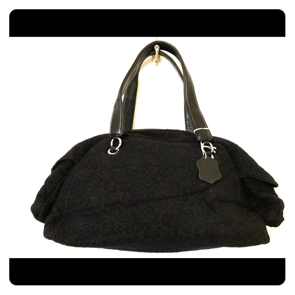 Wool and Leather bag with leather handles New